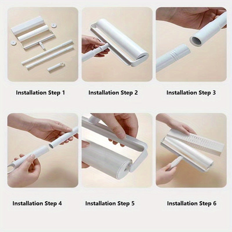 [Efficient Pet Hair Remover] 49" Adjustable Long Handle Pet Hair Removal Roller - Efficient Lint and Dust Cleaning Tool for Home, Sofa, and Pet Surfaces - White with Tear-Off Design