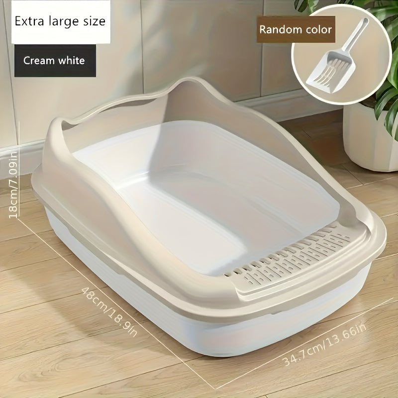 [1pc Oversized Cat Litter] Oversized Semi Enclosed 1pc Cat Litter Box, Anti Sand Small Kitten Litter Box