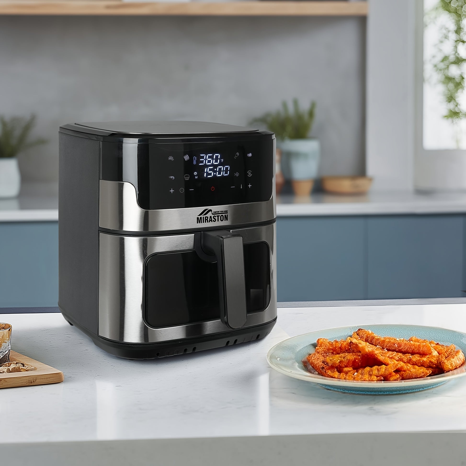 [Air Fryer] 8.5QT/3.6QT Air Fryer, Upgraded Large Capacity Suitable For 5-6 People, Smart Touch Screen For Easy Operation With 8 Preset Functions, Non-stick Coating For Easy Cleaning, Kitchen Accessories, Toaster Oven, Deep F - ViralGenius Store