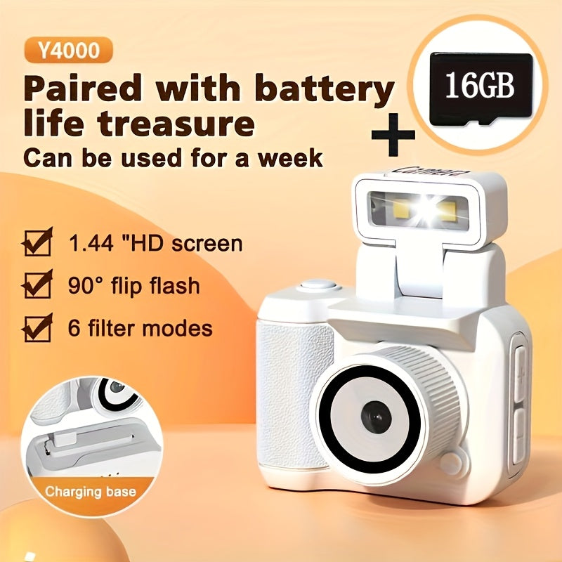 1080P HD Mini Digital Camera with LED Flash, Keychain Attachment, and 16GB Memory Card – Compact Retro Instant Camera for Travel, Holidays, and Everyday Use (White/Pink/Black), Mini Camera - ViralGenius Store