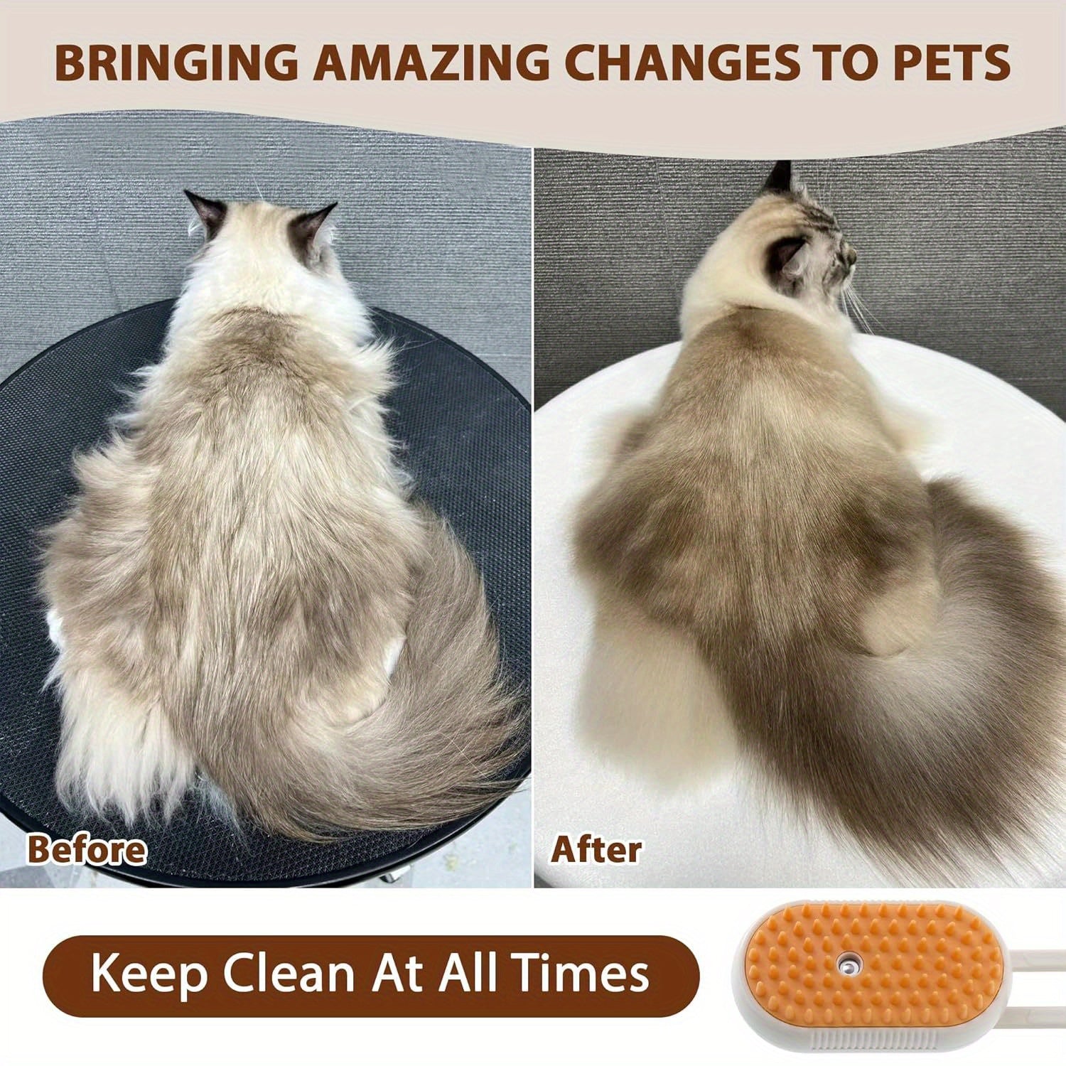[Steam Cat Brush] 4 in 1 Rechargeable Cat Steam Brush | Anti-Static, Massage, Cleaning, Shedding & Combing All In One - ViralGenius Store
