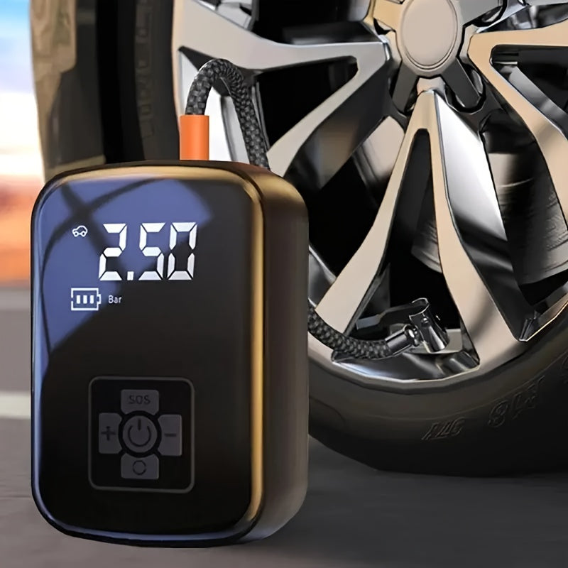 1pc Portable Tire Inflator with Digital Display - Fast Cordless Air Compressor, USB Rechargeable, Multi-Function Nozzle Adapter, Long-Lasting Lithium Battery for Car, Motorcycle, Bicycle Tires & Balls - Auto Parts, Tire Infla - ViralGenius Store