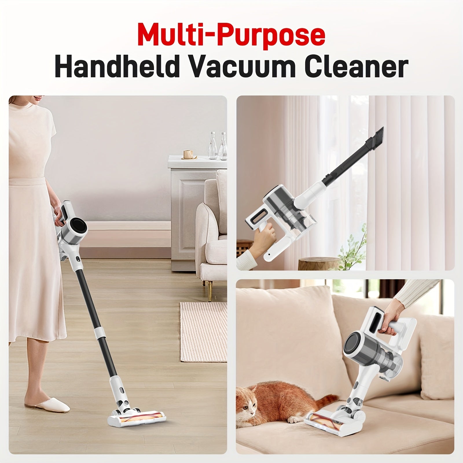 Cordless Vacuum Cleaner, 35000-46000PA Powerful Stick Vacuum, Rechargeable Battery, Vacuum Cleaners for Home Anti-Tangled Lightweight Handheld for Hardwood Floor, Carpets, Pet Hair - ViralGenius Store