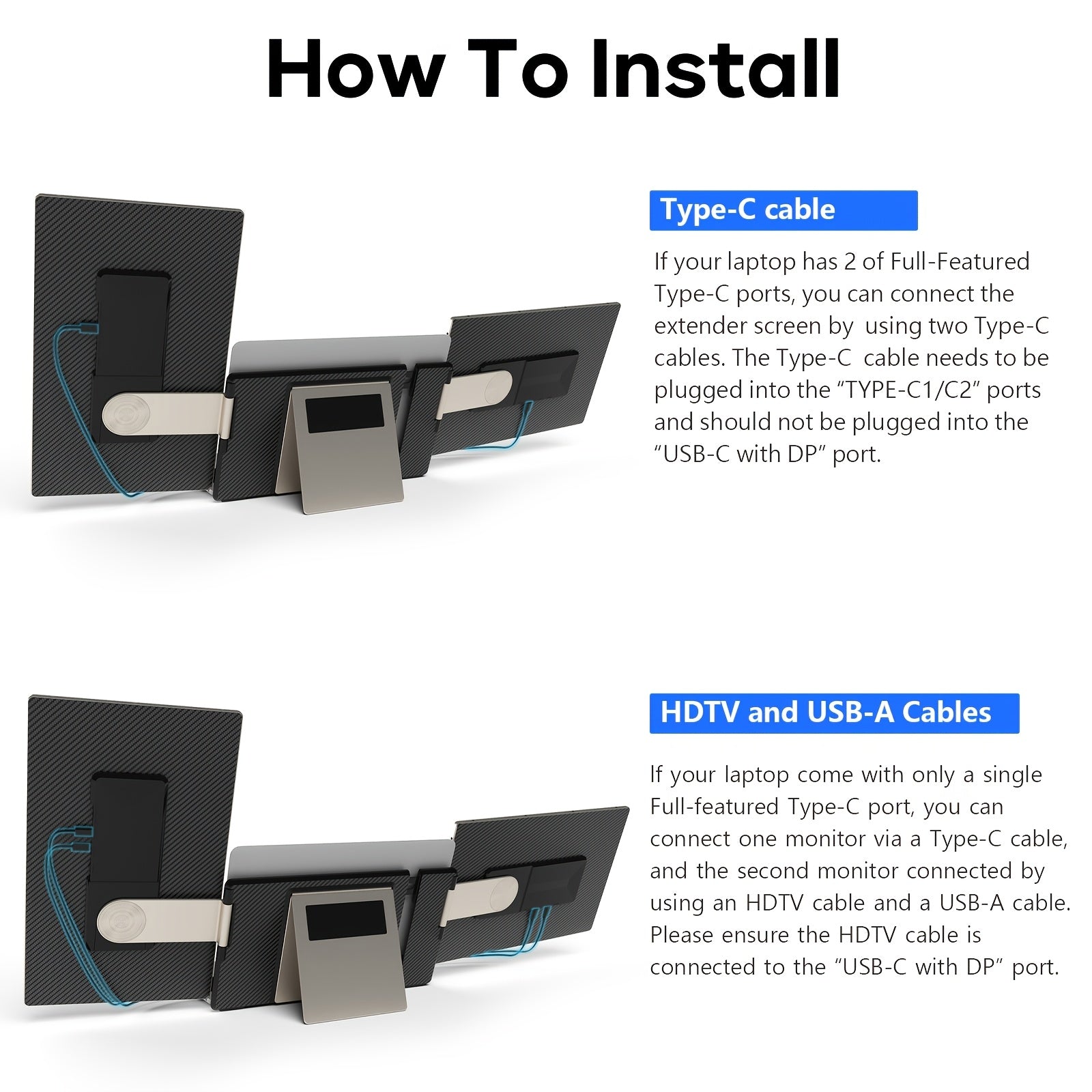 Laptop Screen Extender | 15.6/14 Inch | 1080P FHD | Triple/Single Portable Monitor with Built-In Speakers And Adjustable Stand, IPS Display, Ultra-Narrow Bezel, Wide Viewing Angle, Plug And Play | Compatible with Windows, Mac - ViralGenius Store