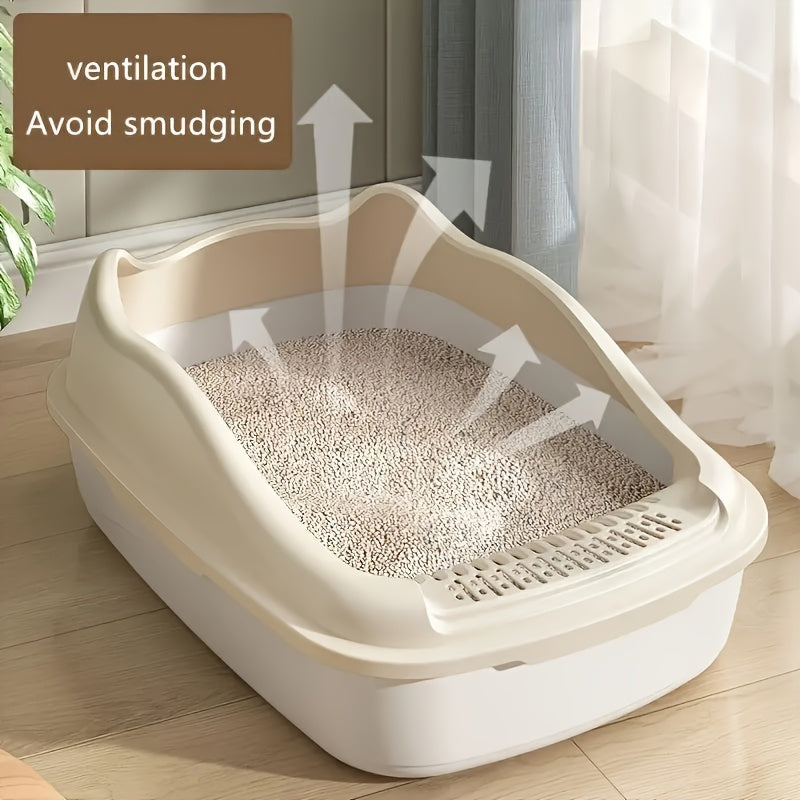 [1pc Oversized Cat Litter] Oversized Semi Enclosed 1pc Cat Litter Box, Anti Sand Small Kitten Litter Box
