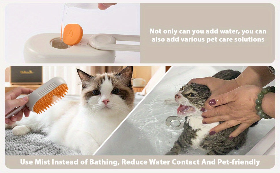 [Steam Cat Brush] 4 in 1 Rechargeable Cat Steam Brush | Anti-Static, Massage, Cleaning, Shedding & Combing All In One - ViralGenius Store