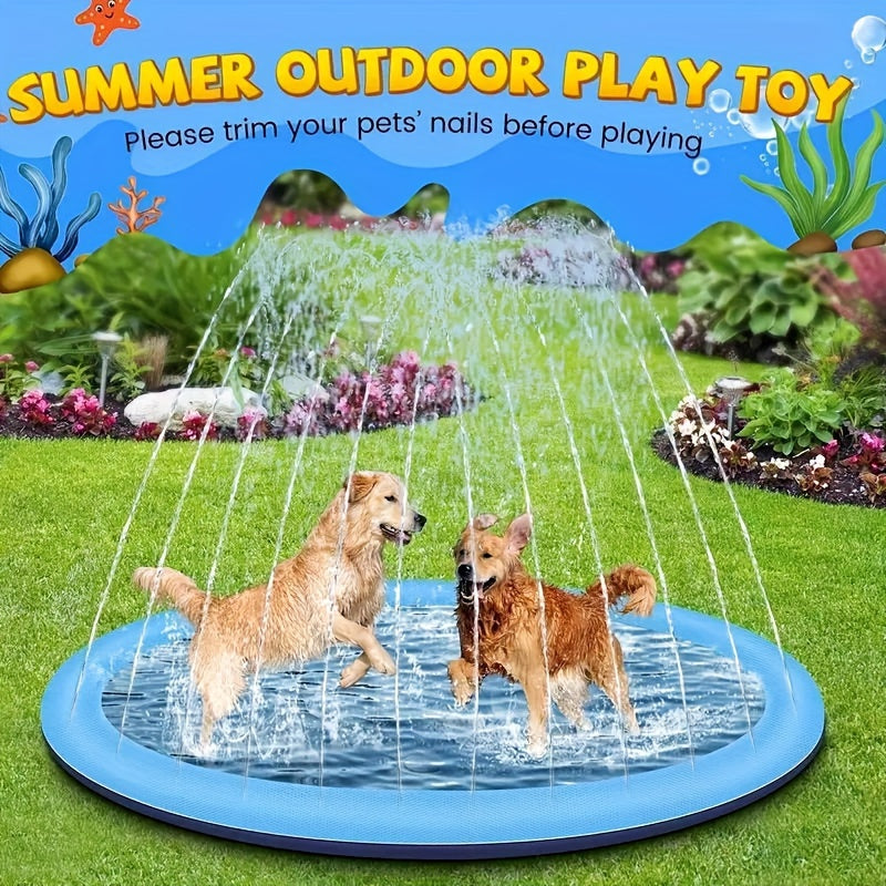 Durable Pet Water Spray Mat, Thick PVC Pet Beach Toy and Yard Toy for Outdoor Water Fun and Cleaning