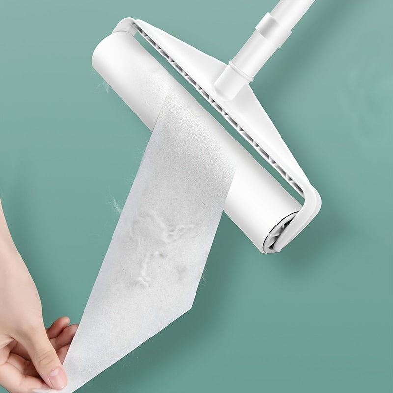 [Efficient Pet Hair Remover] 49" Adjustable Long Handle Pet Hair Removal Roller - Efficient Lint and Dust Cleaning Tool for Home, Sofa, and Pet Surfaces - White with Tear-Off Design