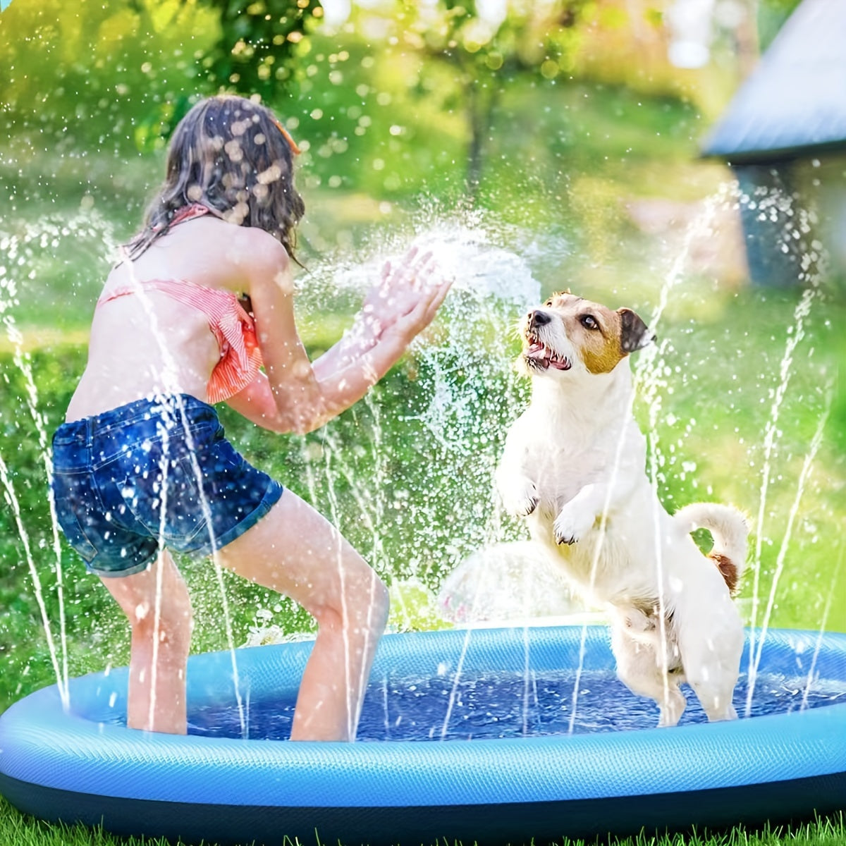 Durable Pet Water Spray Mat, Thick PVC Pet Beach Toy and Yard Toy for Outdoor Water Fun and Cleaning