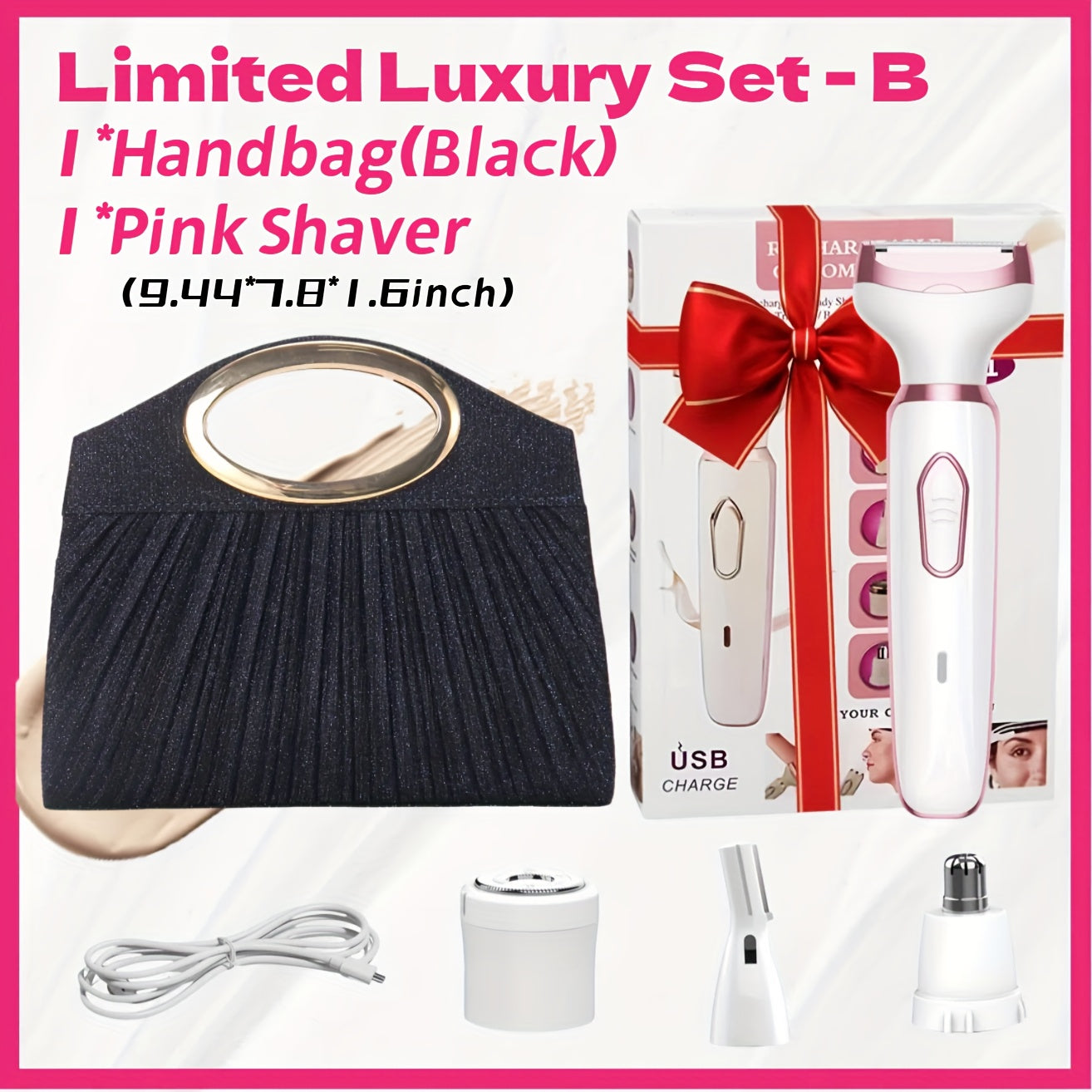 Electric Razor for Women, 4-in-1 Rechargeable grooming kit, Lady Electric Shaver for Face, Nose, Legs And Underarm, Bikini Trimmer for Women Wet &  Painless, Hair Razor Rechargeable & Portable, Bikini Line Trimming, Facial Ha - ViralGenius Store