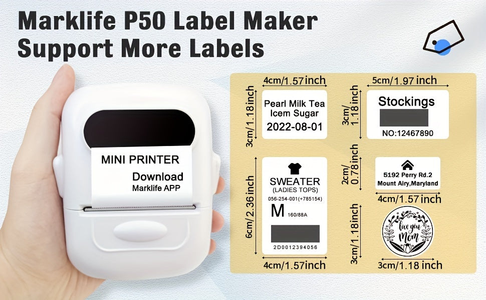 Marklife P50 - Portable Thermal Label Printer, Wireless & Compact Barcode Maker for Small Business, Office, Home, 20-50mm Labels, Wireless-Compatible with Android & iOS - ViralGenius Store