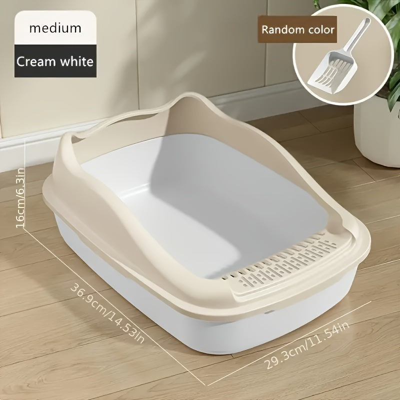 [1pc Oversized Cat Litter] Oversized Semi Enclosed 1pc Cat Litter Box, Anti Sand Small Kitten Litter Box