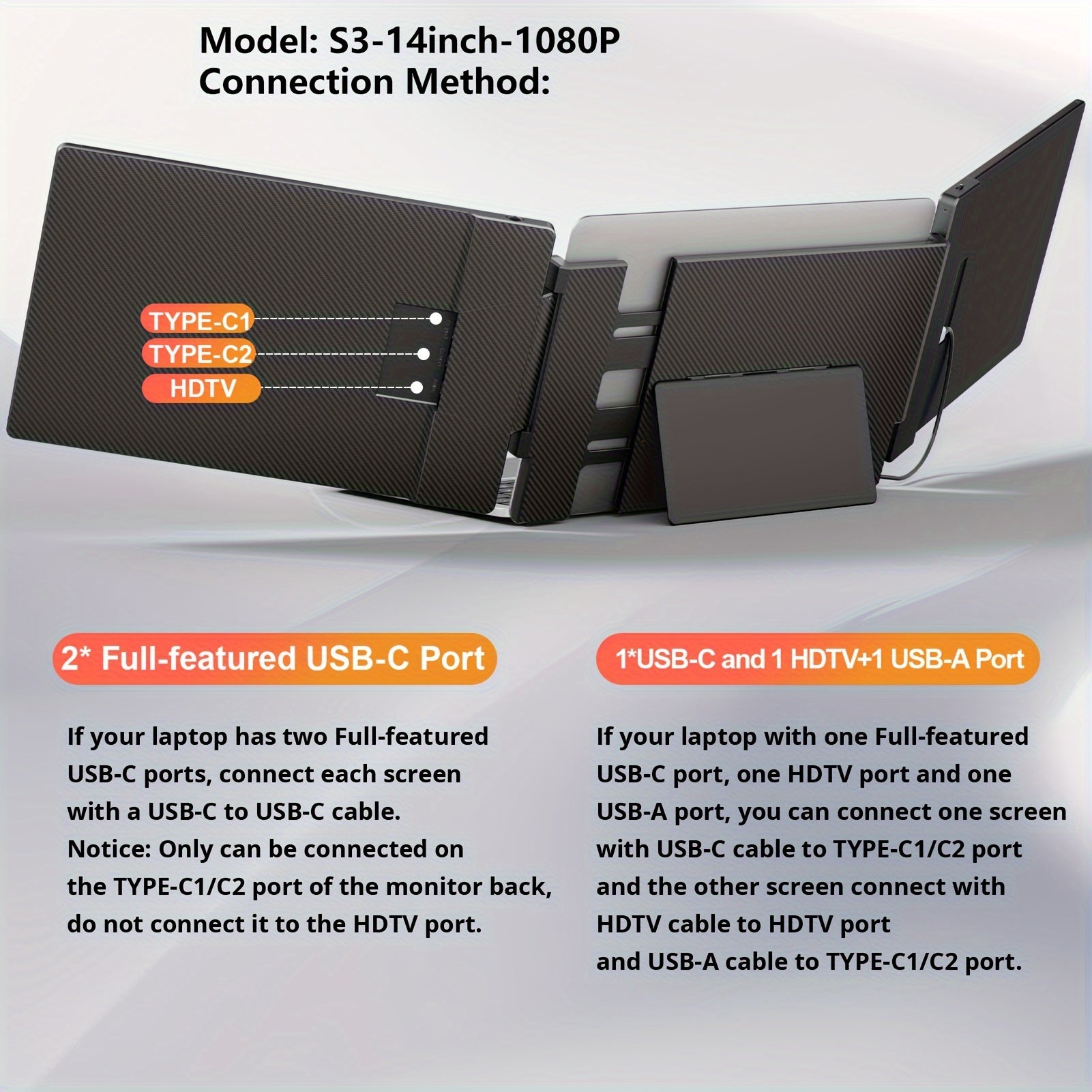 Laptop Screen Extender | 15.6/14 Inch | 1080P FHD | Triple/Single Portable Monitor with Built-In Speakers And Adjustable Stand, IPS Display, Ultra-Narrow Bezel, Wide Viewing Angle, Plug And Play | Compatible with Windows, Mac - ViralGenius Store