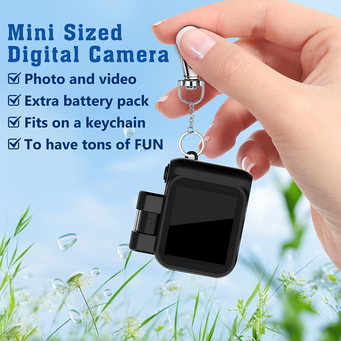 1080P HD Mini Digital Camera with LED Flash, Keychain Attachment, and 16GB Memory Card – Compact Retro Instant Camera for Travel, Holidays, and Everyday Use (White/Pink/Black), Mini Camera - ViralGenius Store