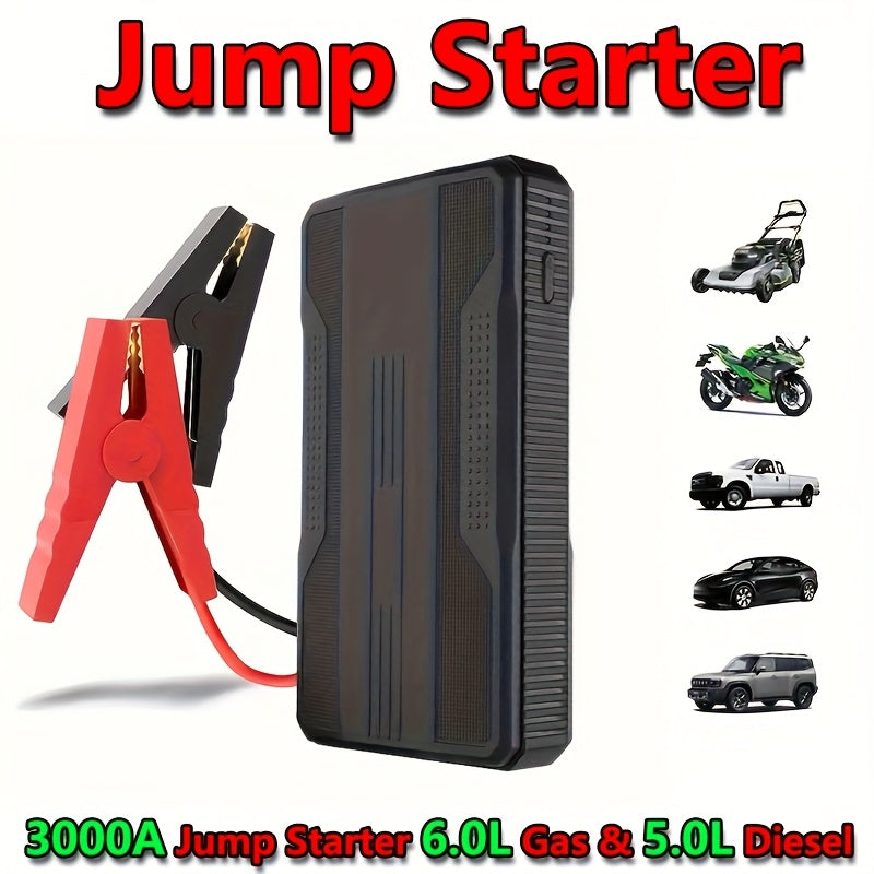 Portable Car Jump Starter Emergency Power Bank - 12V Battery Booster Charger for 1.59gal Gasoline And 1.32gal Diesel Engines - with Flashlight - for Cars, Motorcycles, SUVs - Safely Jump-Start A Dead Battery In Seconds, Carga - ViralGenius Store