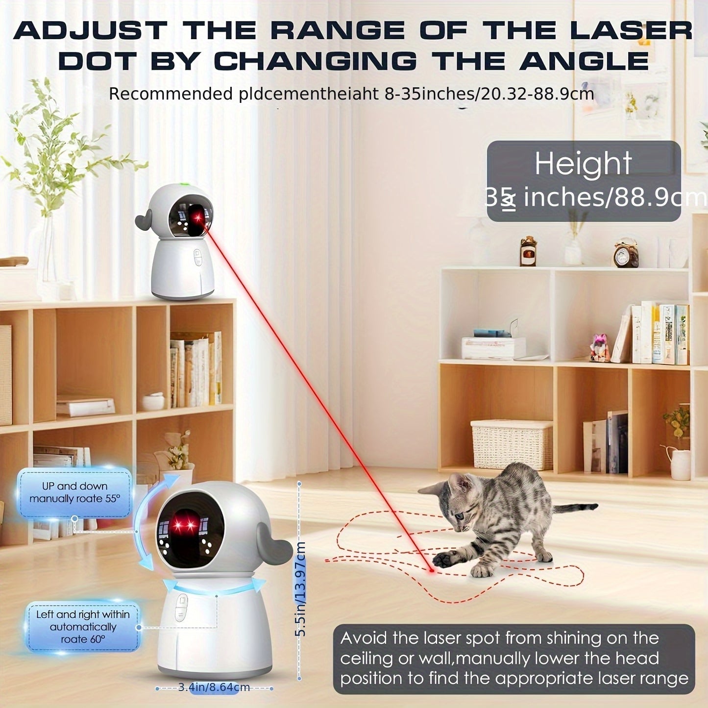 Indoor Cat Laser Toy - Rechargeable Interactive Cat Toy with Dual Laser Modes and Motion-Activated Fun for Bored Indoor Adult Cats - ViralGenius Store
