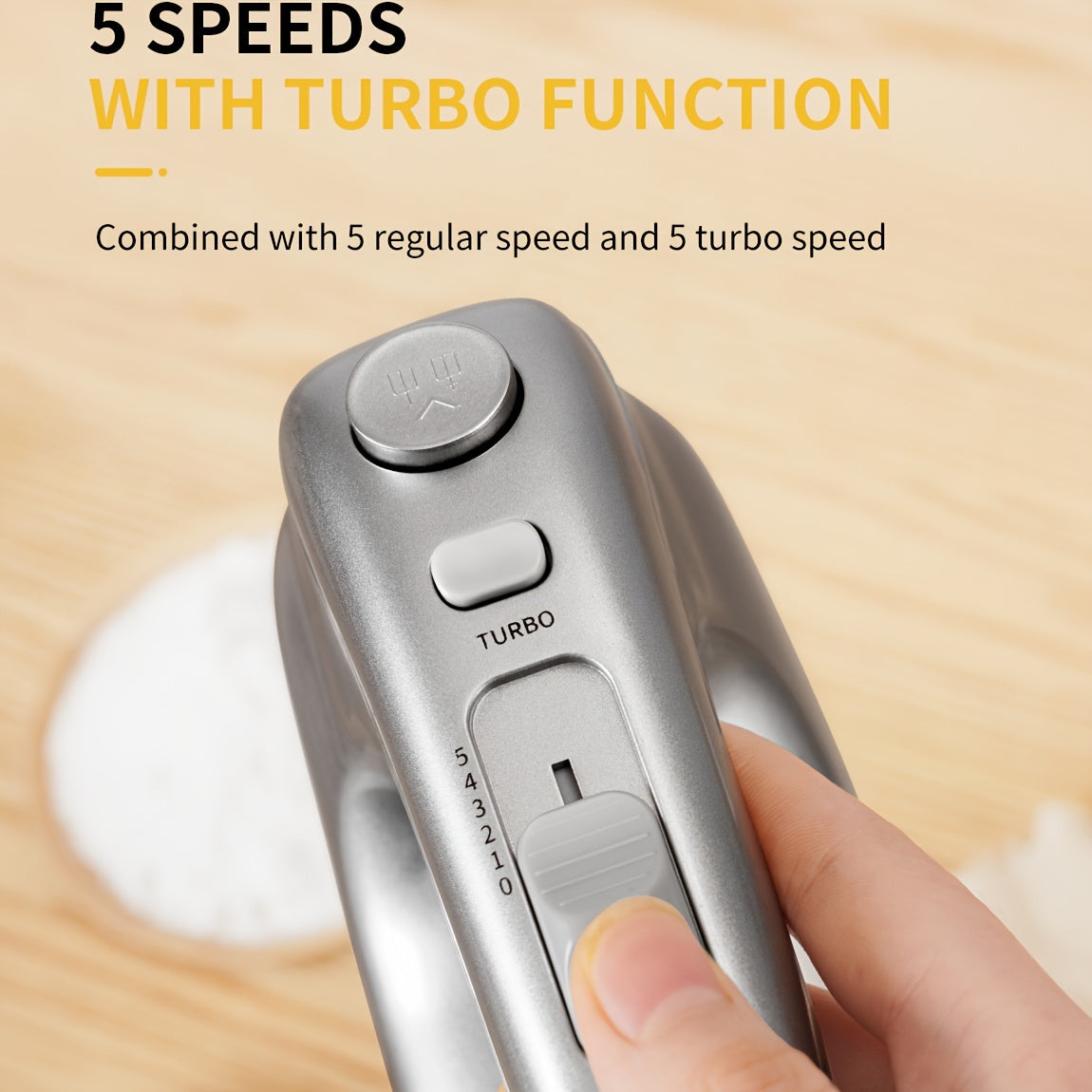 Hand Mixer, 350W Handheld Mixer With Storage Case 5-Speed Plus Turbo Hand Mixer Electric With 5 Stainless Steel Attachments(2 Beaters, 2 Dough Hooks And 1 Whisk), Silver - ViralGenius Store