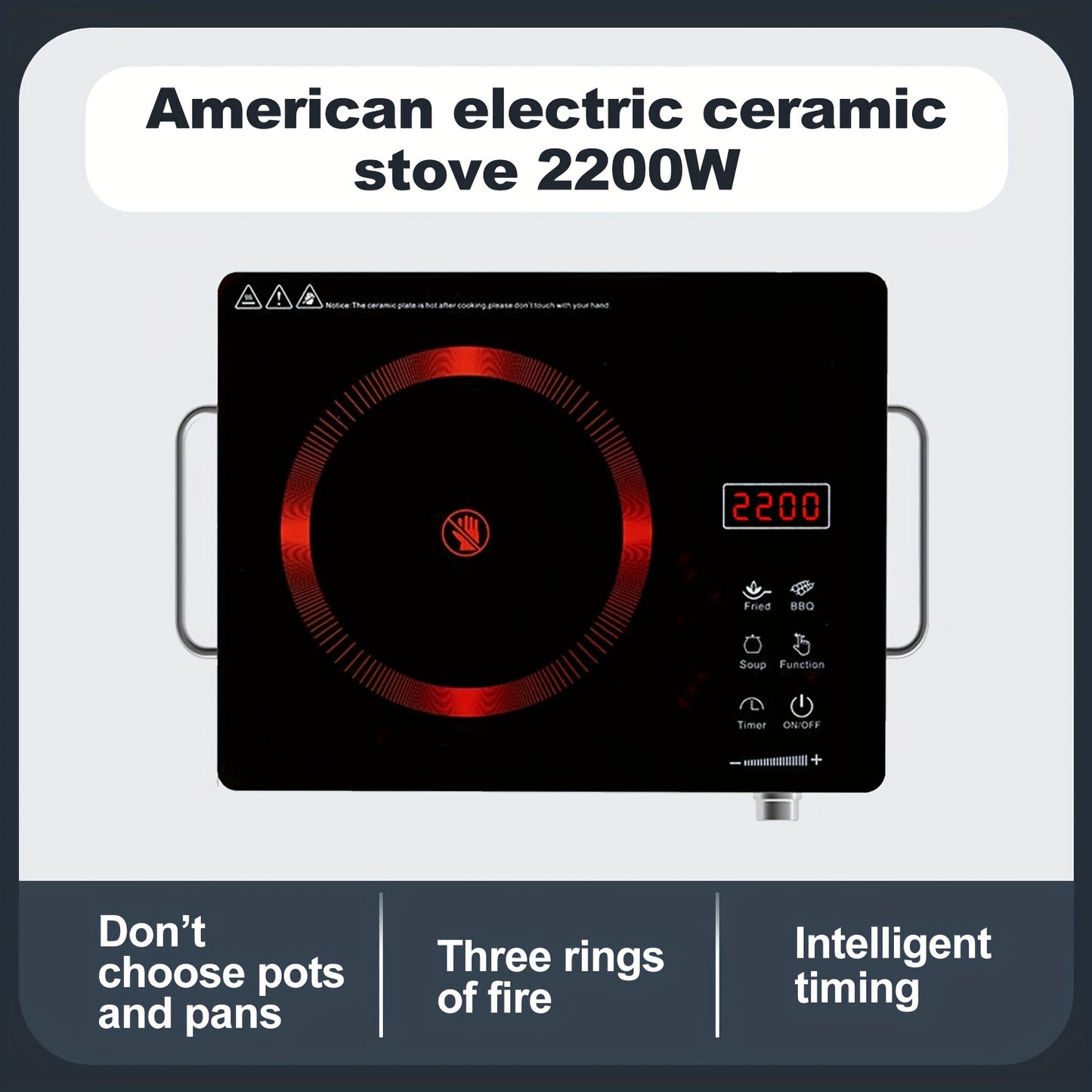 Electric Ceramic Stove, 2200W Ceramic Stove - 2200W Electric Ceramic Stove Infrared Induction Cooker Home Cooktop Cooking Furnace US 110V - ViralGenius Store