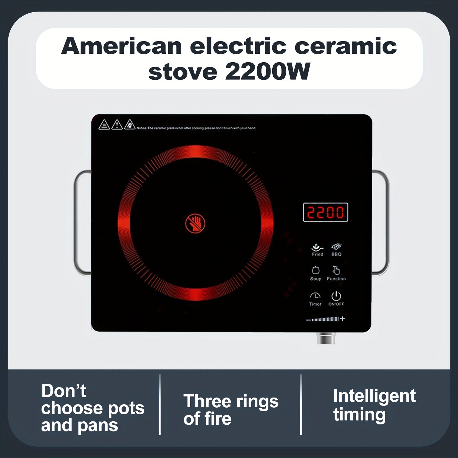 Electric Ceramic Stove, 2200W Ceramic Stove - 2200W Electric Ceramic Stove Infrared Induction Cooker Home Cooktop Cooking Furnace US 110V - ViralGenius Store
