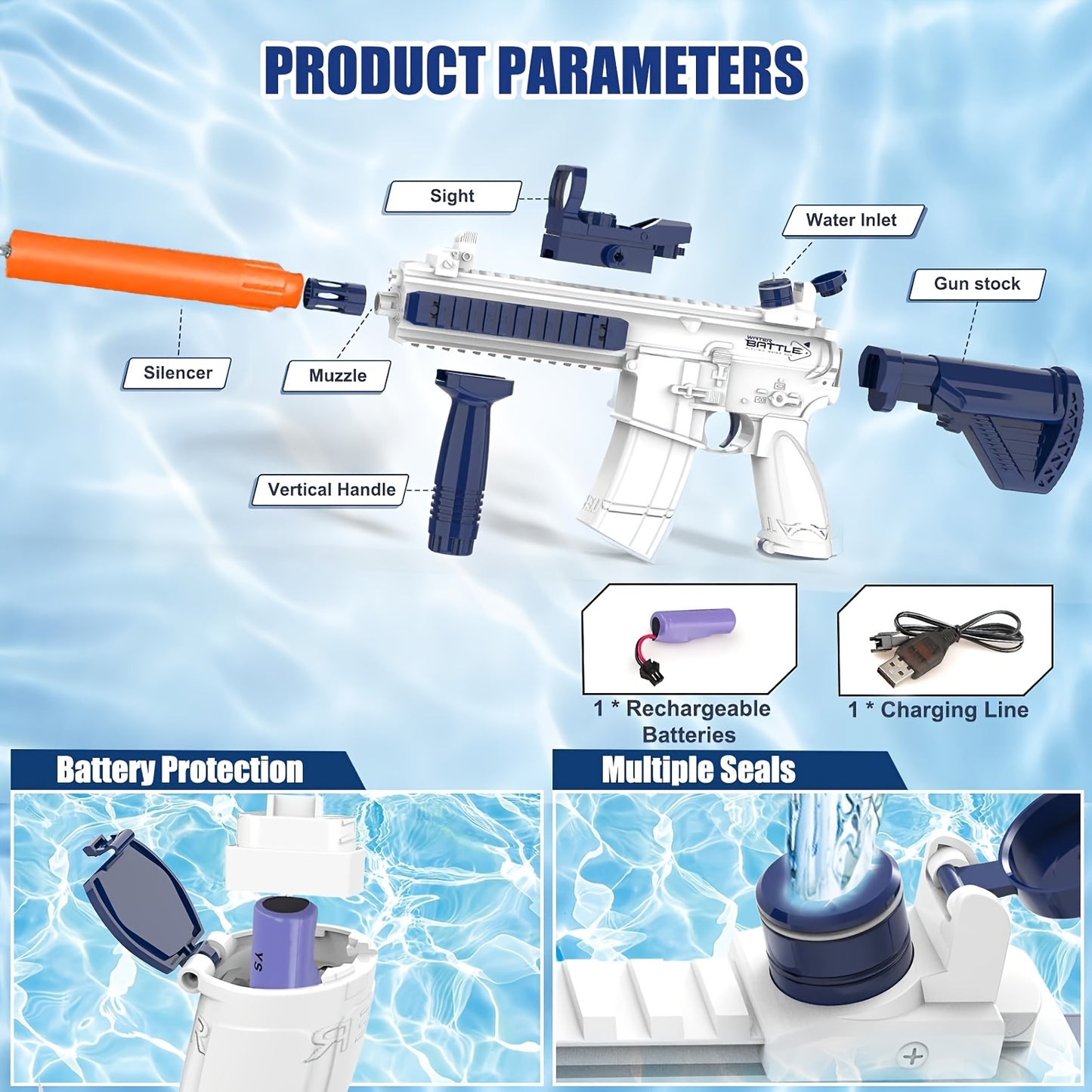 Auto Water Gun - 39ft Range Electric Water Blaster, Battery-Powered Squirt Gun for Adults & Kids | Pool Beach Outdoor Party for Ages 8-12, Automatic Water Gun, Fun Design, Durable Construction - ViralGenius Store