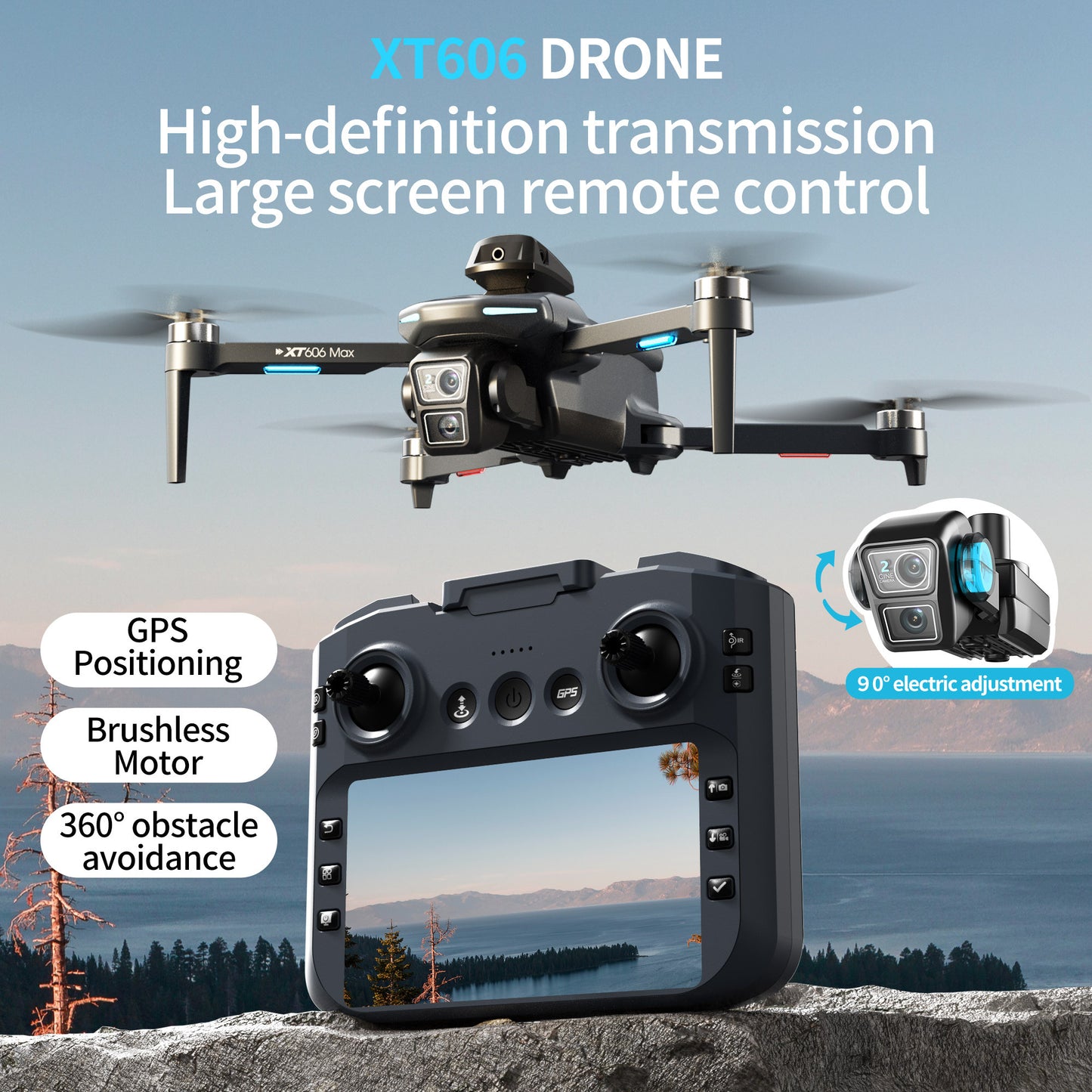 4K HD FPV Drone with GPS, 25 Minutes Long Endurance, with 3 Batteries And Organizer Bag, Wi-Fi And APP Control, Real-time Map Positioning, Brushless Motors, Intelligent Following, Obstacle-free Obstacle Avoidance, GPS Auto-re - ViralGenius Store