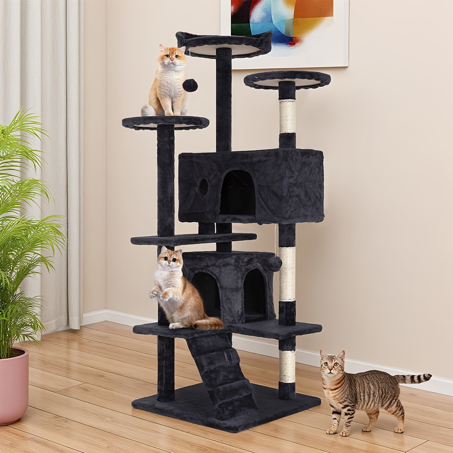 70/54'' Cat Tree, Large Cat Tower Beautiful Perfect Gift for Cats, Multi-Level Furniture Activity Center with Scratching Post Stand House Apartment Fun Toy Kitten Pet Playhouse, Easy to Assemble, Gift - ViralGenius Store