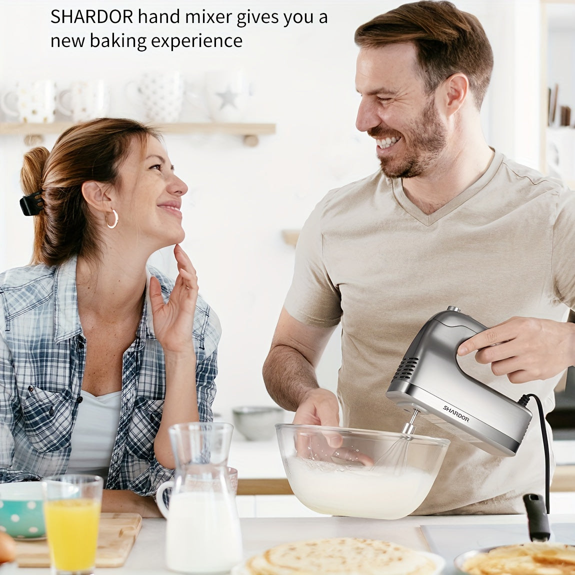 Hand Mixer, 350W Handheld Mixer With Storage Case 5-Speed Plus Turbo Hand Mixer Electric With 5 Stainless Steel Attachments(2 Beaters, 2 Dough Hooks And 1 Whisk), Silver - ViralGenius Store