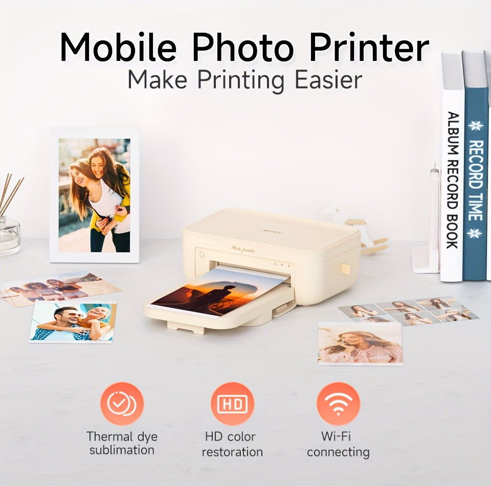 [Wireless Photo Printer] Wi-Fi Wireless 4x6 Photo Printer | +20 Sheets & 1 Ribbon, Instant Picture Printer For iPhone, Android, Smartphone, AR Video Printing, Portable Thermal Dye-Sublimation Printer For Home Use - ViralGenius Store