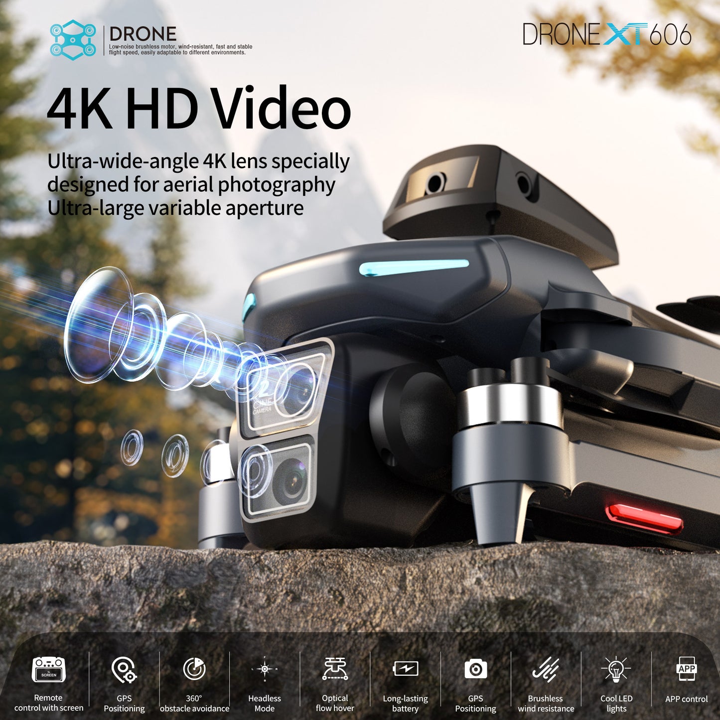 4K HD FPV Drone with GPS, 25 Minutes Long Endurance, with 3 Batteries And Organizer Bag, Wi-Fi And APP Control, Real-time Map Positioning, Brushless Motors, Intelligent Following, Obstacle-free Obstacle Avoidance, GPS Auto-re - ViralGenius Store