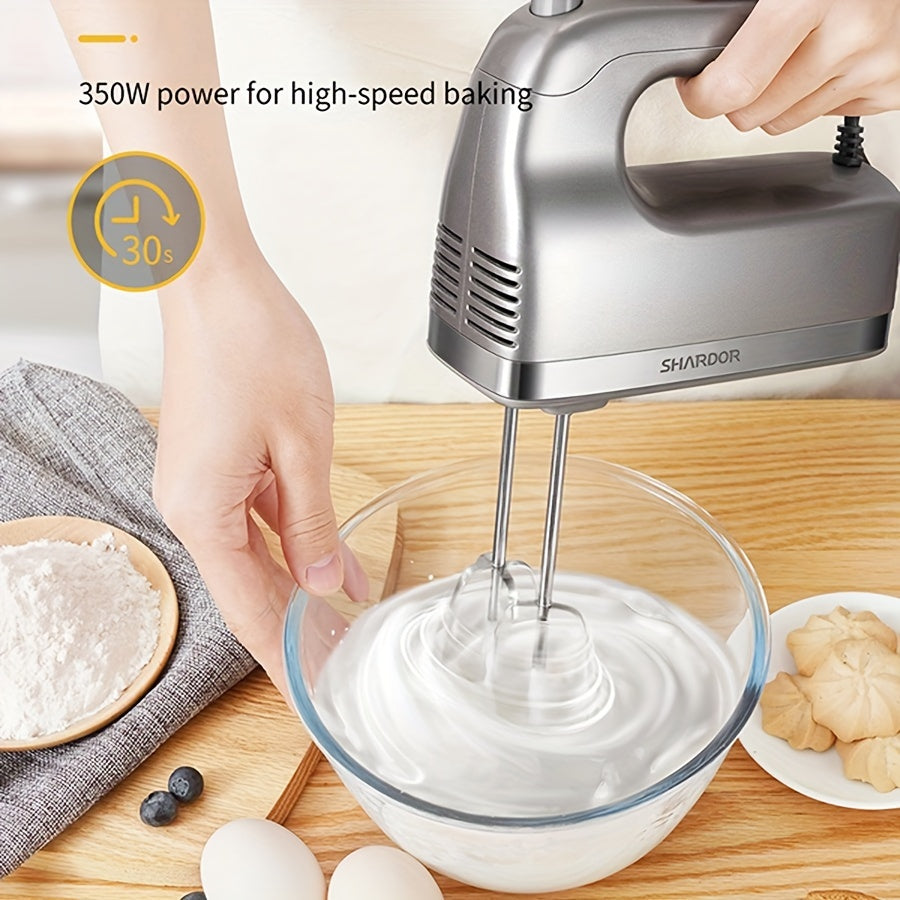 Hand Mixer, 350W Handheld Mixer With Storage Case 5-Speed Plus Turbo Hand Mixer Electric With 5 Stainless Steel Attachments(2 Beaters, 2 Dough Hooks And 1 Whisk), Silver - ViralGenius Store