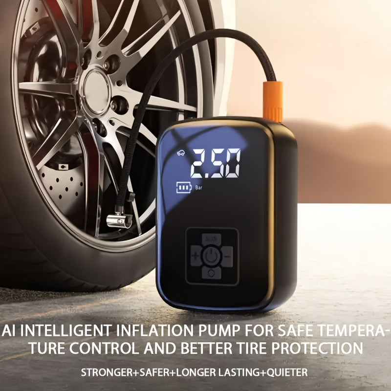 1pc Portable Tire Inflator with Digital Display - Fast Cordless Air Compressor, USB Rechargeable, Multi-Function Nozzle Adapter, Long-Lasting Lithium Battery for Car, Motorcycle, Bicycle Tires & Balls - Auto Parts, Tire Infla - ViralGenius Store
