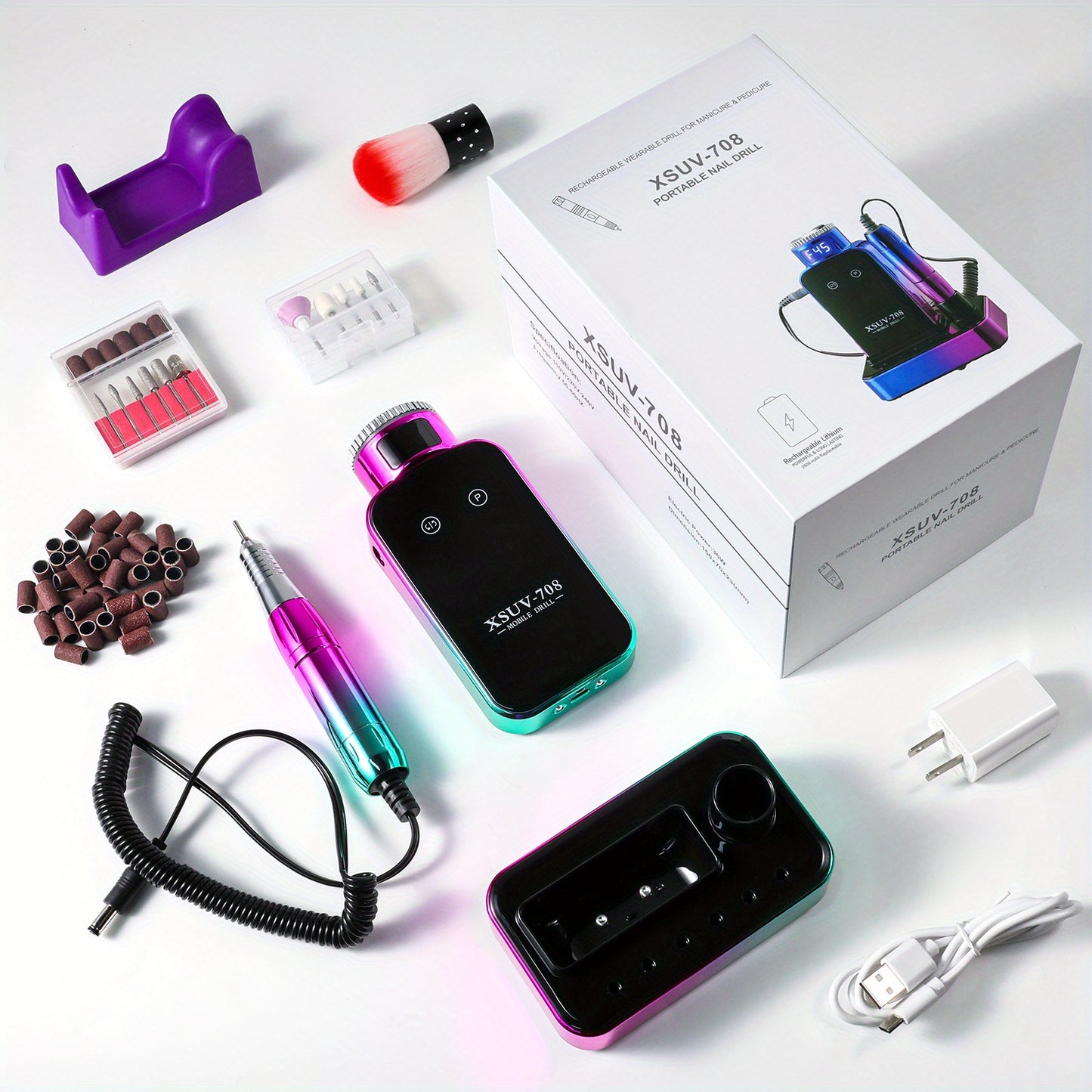 Electric Nail Drill Machine, 45000RPM Professional Nail File Cordless Rechargeable Nail Efile for Acrylic Gel Nails, Manicure Pedicure Polishing Shape Tools for Salon Home Use- Nail Drill - ViralGenius Store