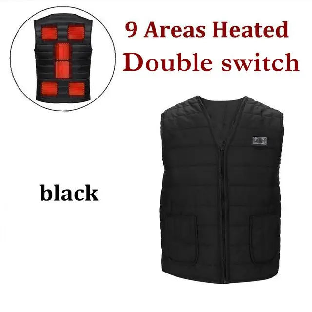 HeatCore Heated Vest – 5 & 9 Heating Zones, USB Powered
