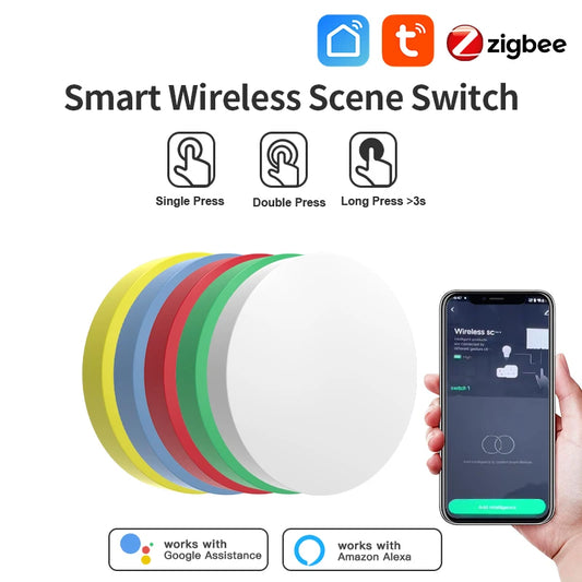 Tuya Zigbee Smart Wireless Scene Button Switch Remoter Multi-scene Linkage Conneting Support Alexa Goolge Home Voice Assitant - ViralGenius Store