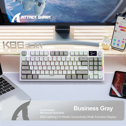 K86 Wireless Hot-Swappable Mechanical Keyboard Bluetooth/2.4g With Display Screen and Volume Rotary Button for Games and Work - ViralGenius Store