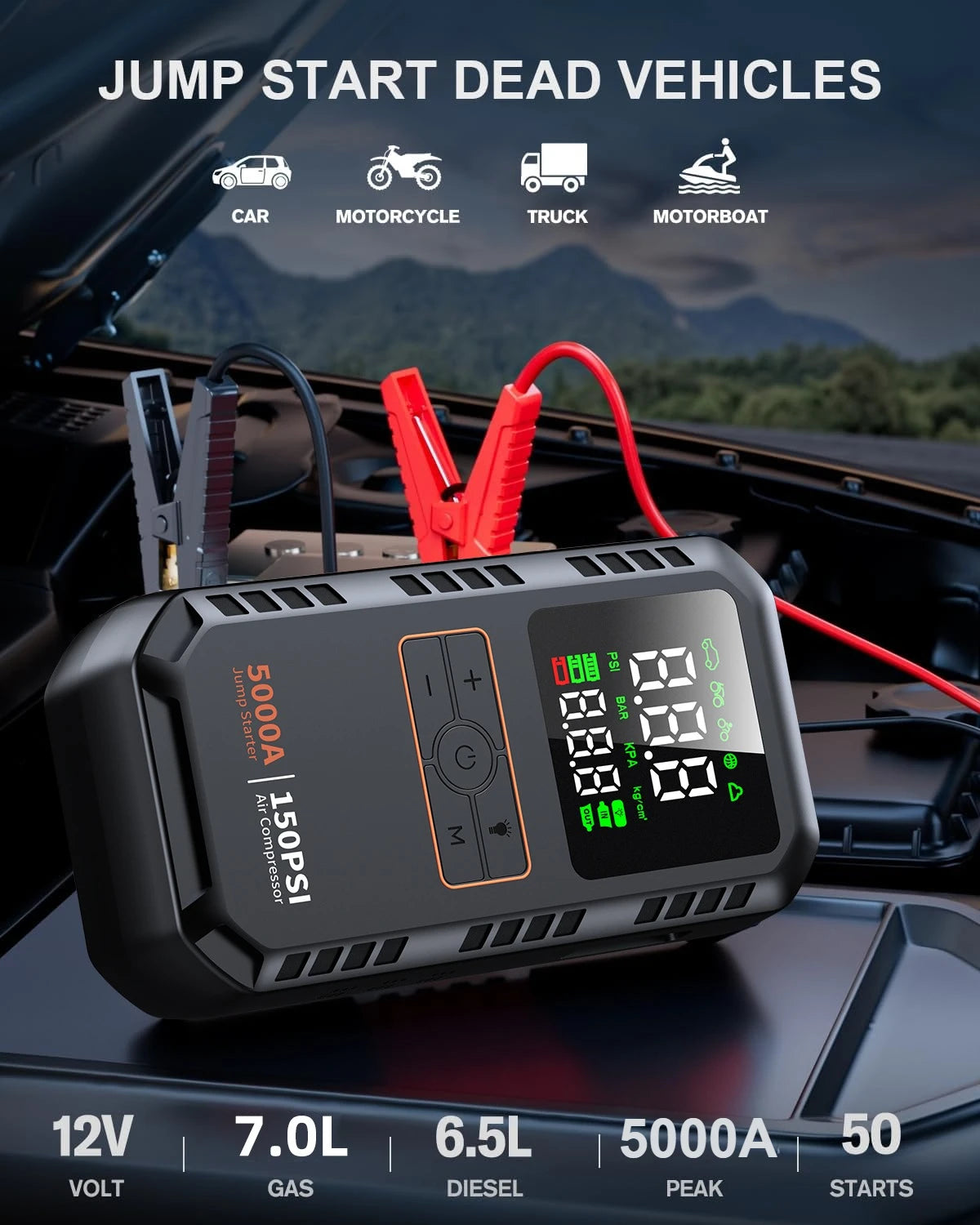 PowerStart 4-in-1 Jump Starter & Tire Inflator