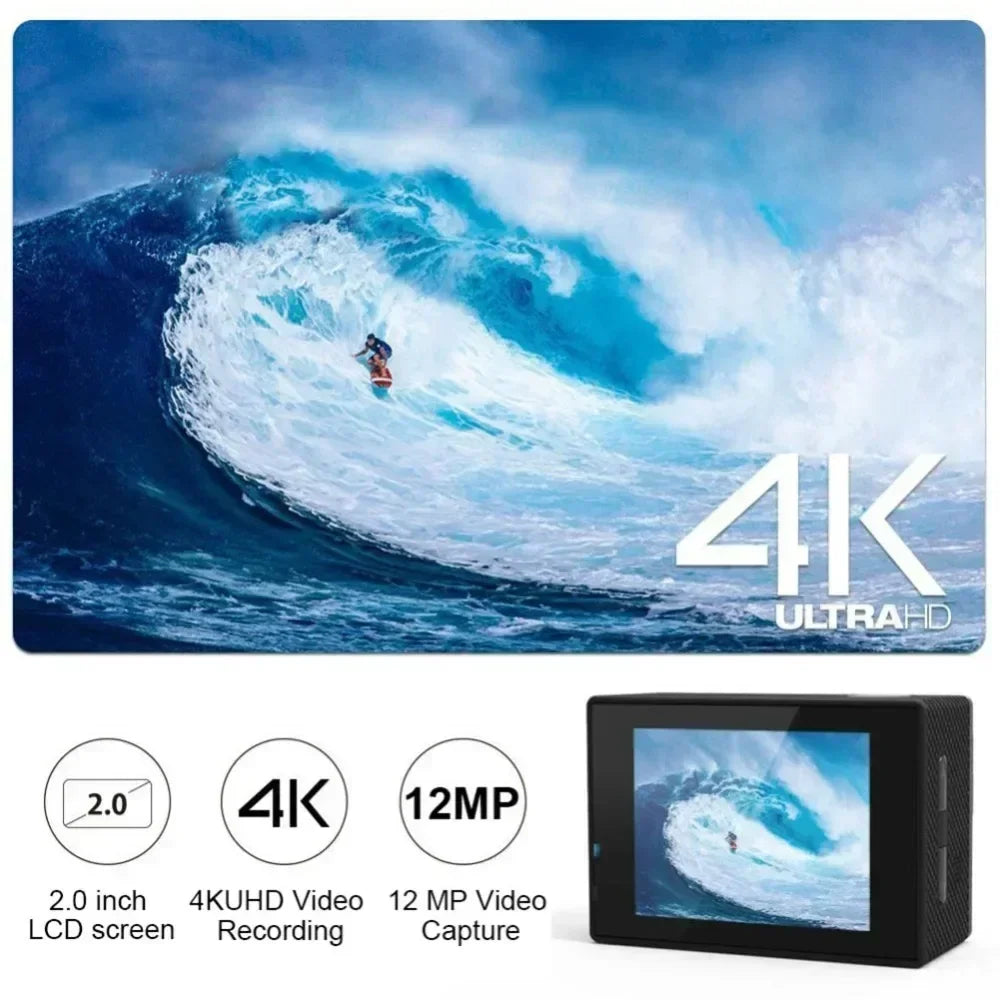 Action Camera Ultra HD 4K/30fps WiFi 2.0-inch 170D Underwater Waterproof Helmet Video Recording Cameras Sport Cam - ViralGenius Store