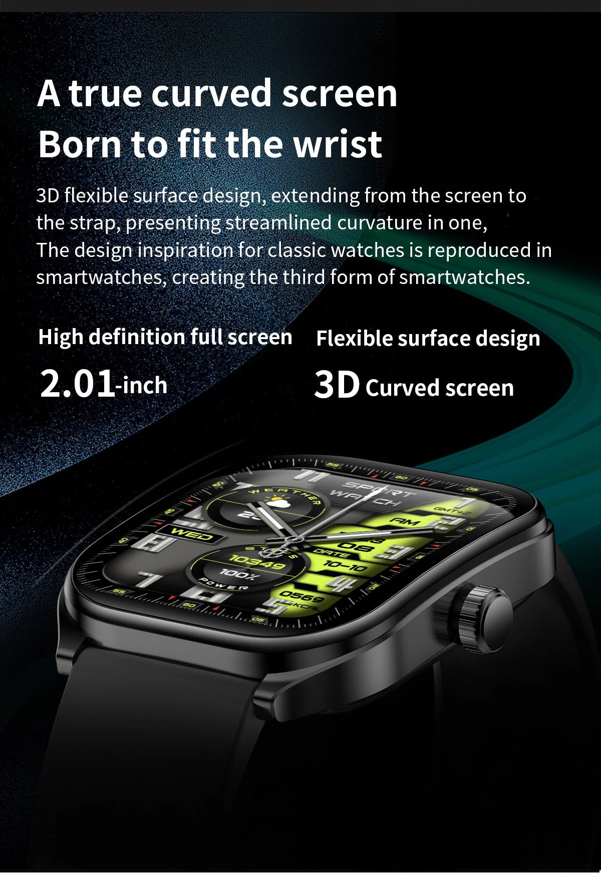 AOLON Smart Watch 2.01'' AMOLED Curved Screen IP68 Waterproof Bluetooth 5.3 Call AI Vioce Assistant Fitness Smartwatch for Men - ViralGenius Store