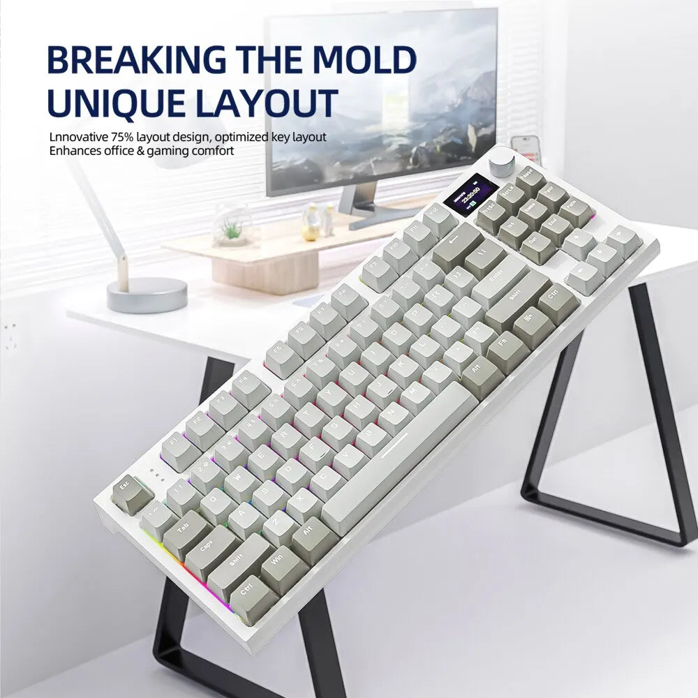 K86 Wireless Hot-Swappable Mechanical Keyboard Bluetooth/2.4g With Display Screen and Volume Rotary Button for Games and Work - ViralGenius Store