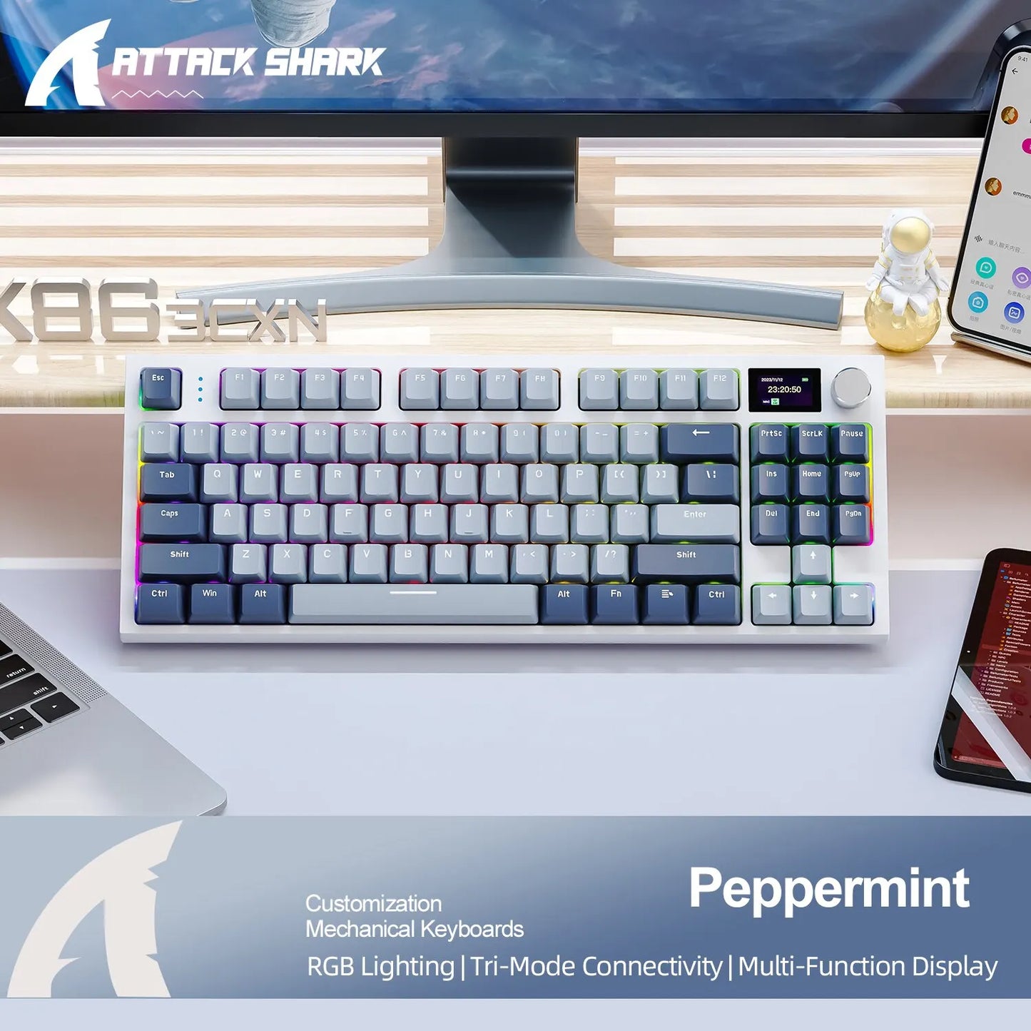 K86 Wireless Hot-Swappable Mechanical Keyboard Bluetooth/2.4g With Display Screen and Volume Rotary Button for Games and Work - ViralGenius Store