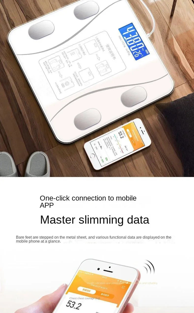 Bluetooth body fat scale height and fat loss instrument ultra-accurate electronic smart home weight scale - ViralGenius Store