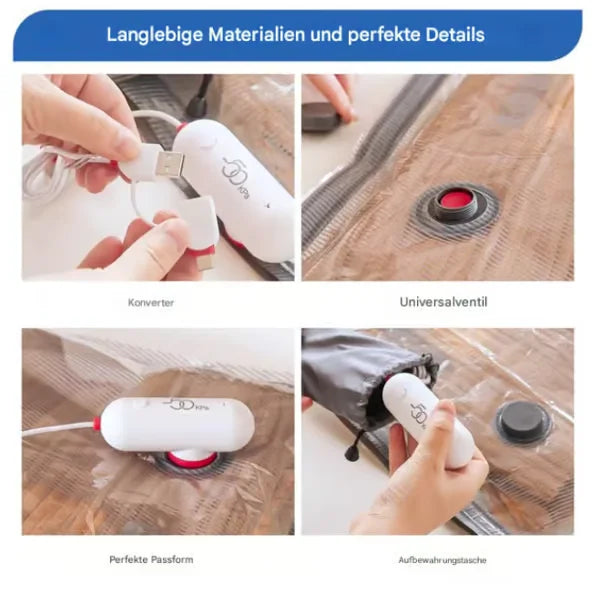 6-12Pack USB Electric Vacuum Compression Bags Save Space Travel Light Vacuum Compression Power Pump with Lightweight Travel Bag - ViralGenius Store