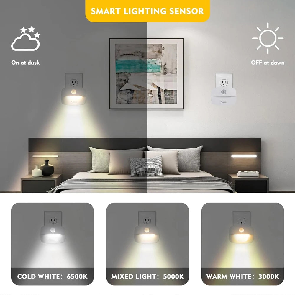 LED Night Light EU Plug In Smart Motion Sensor Light 220V Wall Lamp for Home Aisle WC Hallway Stair Kitchen Bedroom Night Lamp - ViralGenius Store