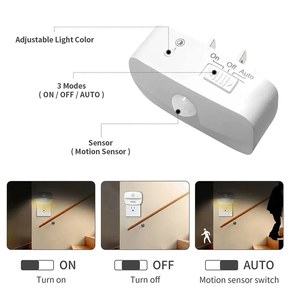 LED Night Light EU Plug In Smart Motion Sensor Light 220V Wall Lamp for Home Aisle WC Hallway Stair Kitchen Bedroom Night Lamp - ViralGenius Store