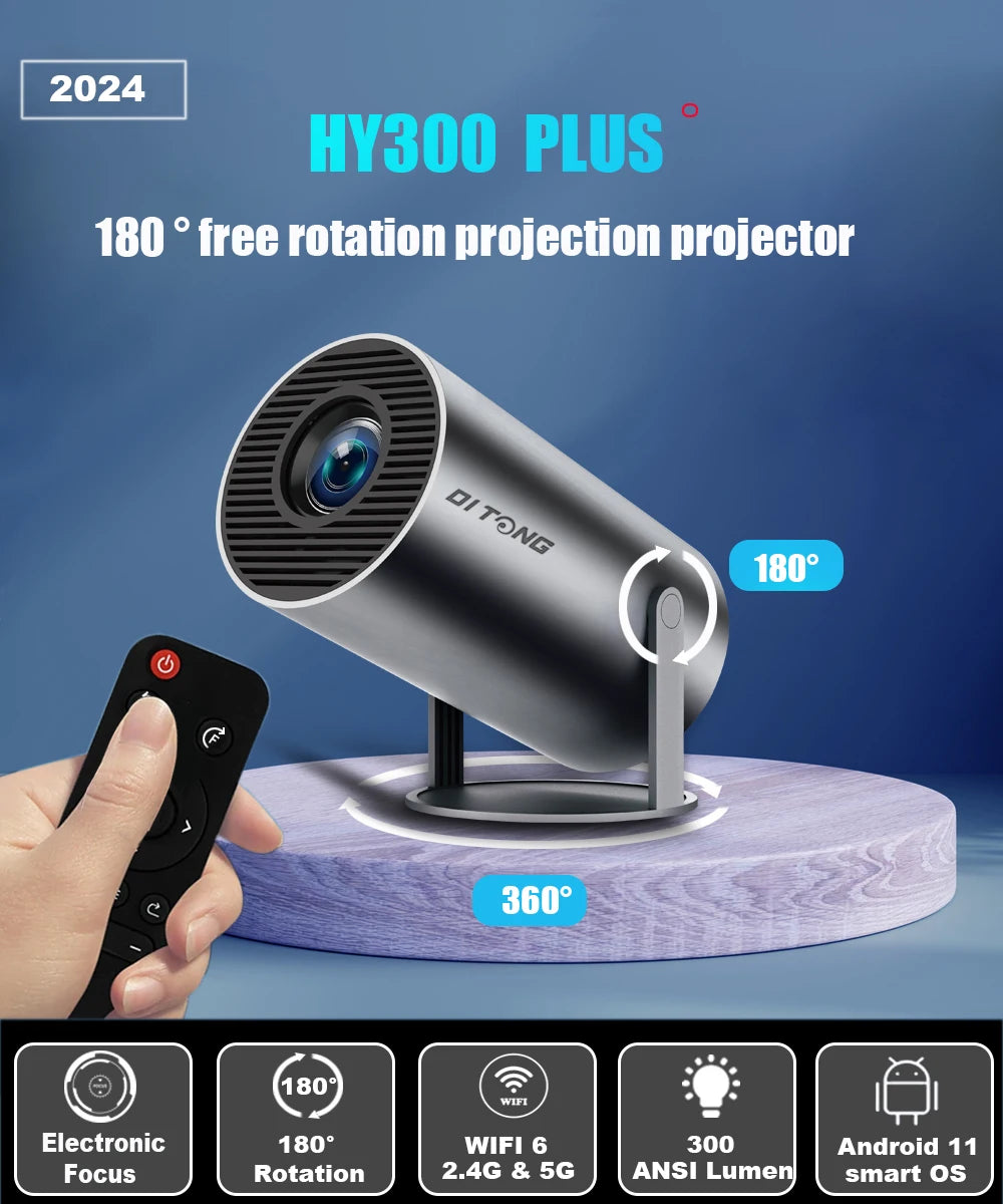 DITONG HY300 Plus Projector Android 4K 1280*720P Video Cinema Outdoor Portable Outdoor home hd led Projetor hy300 pro Upgraded - ViralGenius Store