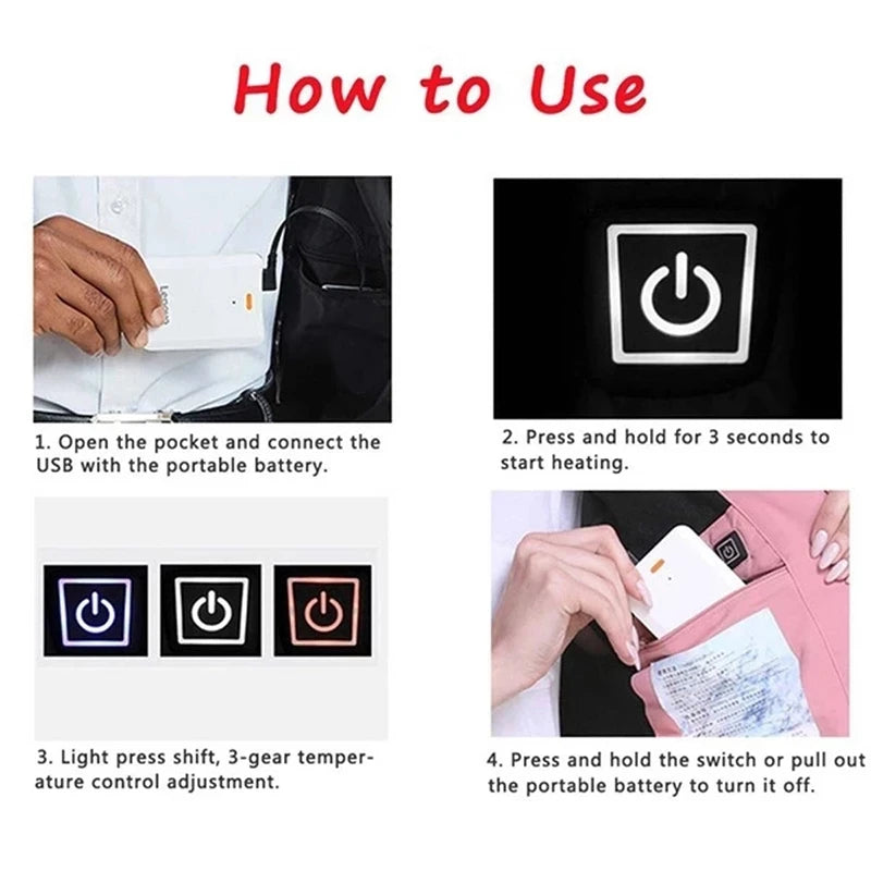 HeatCore Heated Vest – 5 & 9 Heating Zones, USB Powered