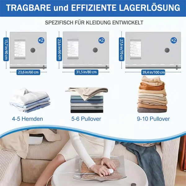 6-12Pack USB Electric Vacuum Compression Bags Save Space Travel Light Vacuum Compression Power Pump with Lightweight Travel Bag - ViralGenius Store