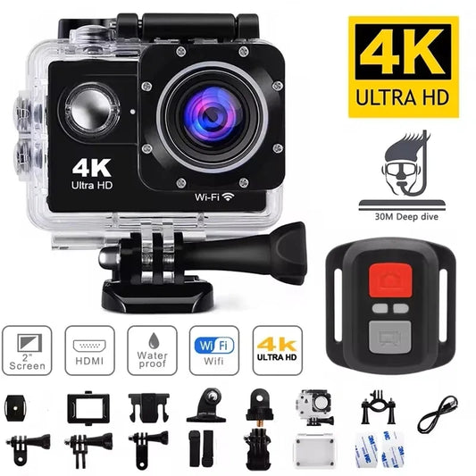 Helmet Video Recording Camera Sports Cameras Outdoor Cam 4K Action Camera 1080P/30FPS WiFi 2.0" 170D Underwater Waterproof - ViralGenius Store