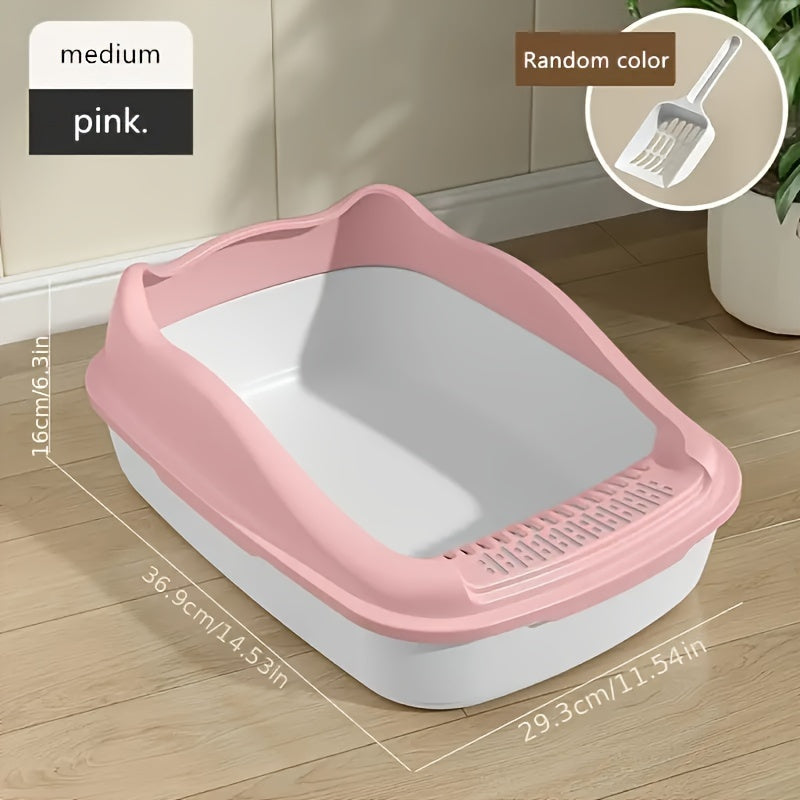 [1pc Oversized Cat Litter] Oversized Semi Enclosed 1pc Cat Litter Box, Anti Sand Small Kitten Litter Box