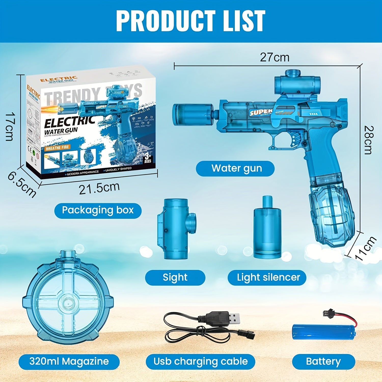 2025 Rapid Fire Super Soaker Electric Water Gun 2pcs - Upgraded High-Speed Pump, 314.96inch Range And LED Flash Mouth | Drum-Shaped Water Tank | Perfect for Pool Parties, Beach Battles, Family Fun - ViralGenius Store